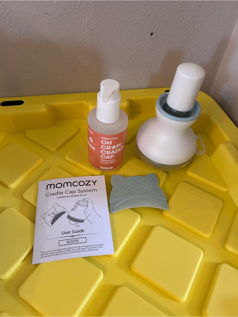 New! WOT Momcozy Cradle Cap System + Baby Scalp Care Set - Sage & White Bundle